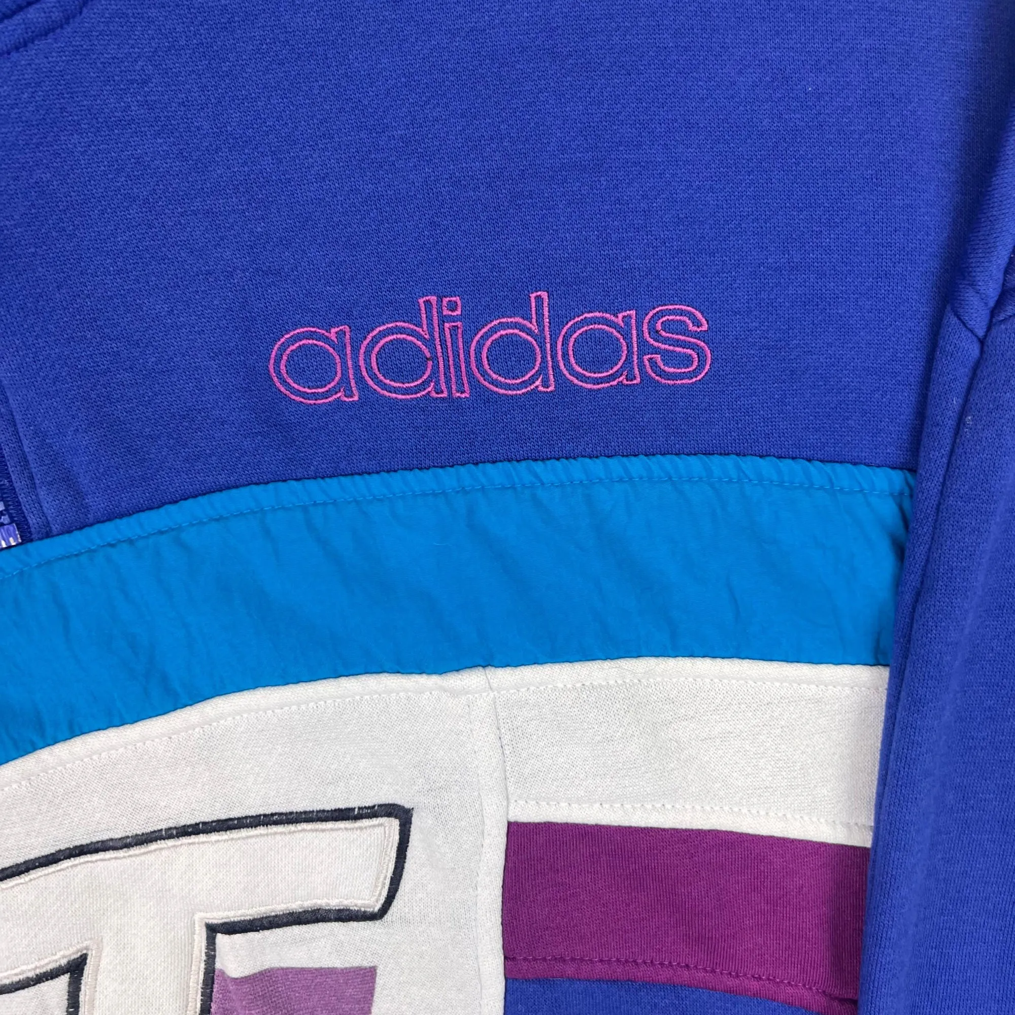 Adidas 90's Team Quarter-Zip Colourblock Sweatshirt Blue