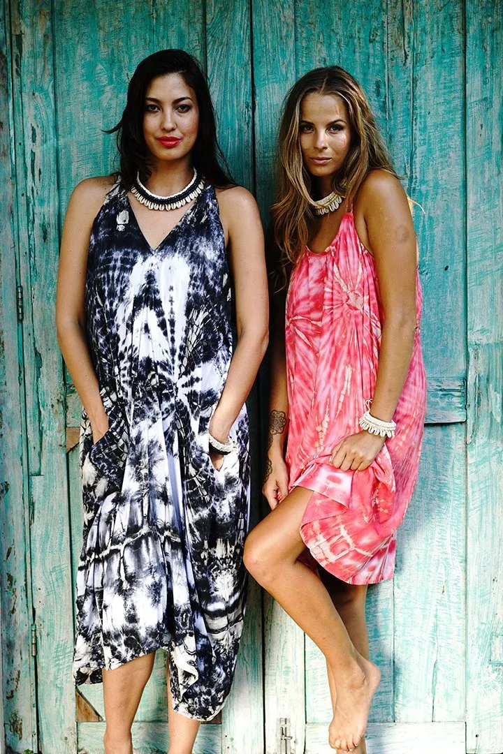 Aria Tie Dye Long Summer Dress with Side Pockets