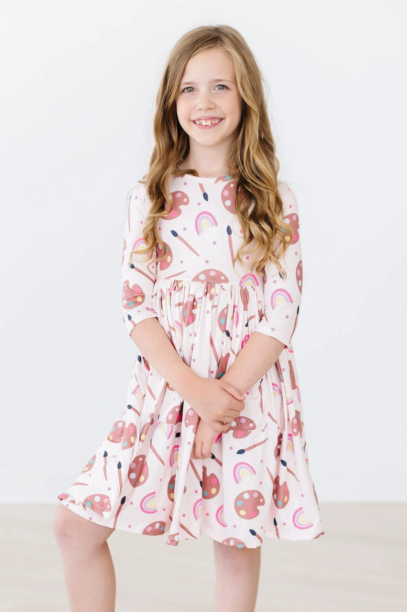 Art Class 3/4 Sleeve Pocket Twirl Dress