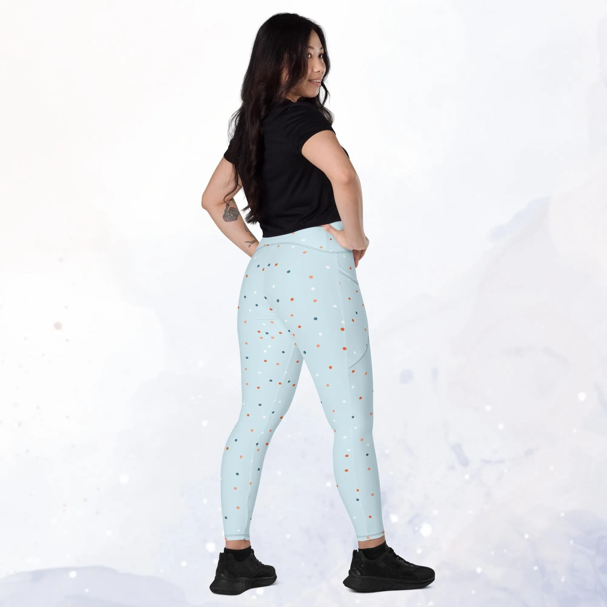 Baby Blue Polka Dot Leggings with pockets