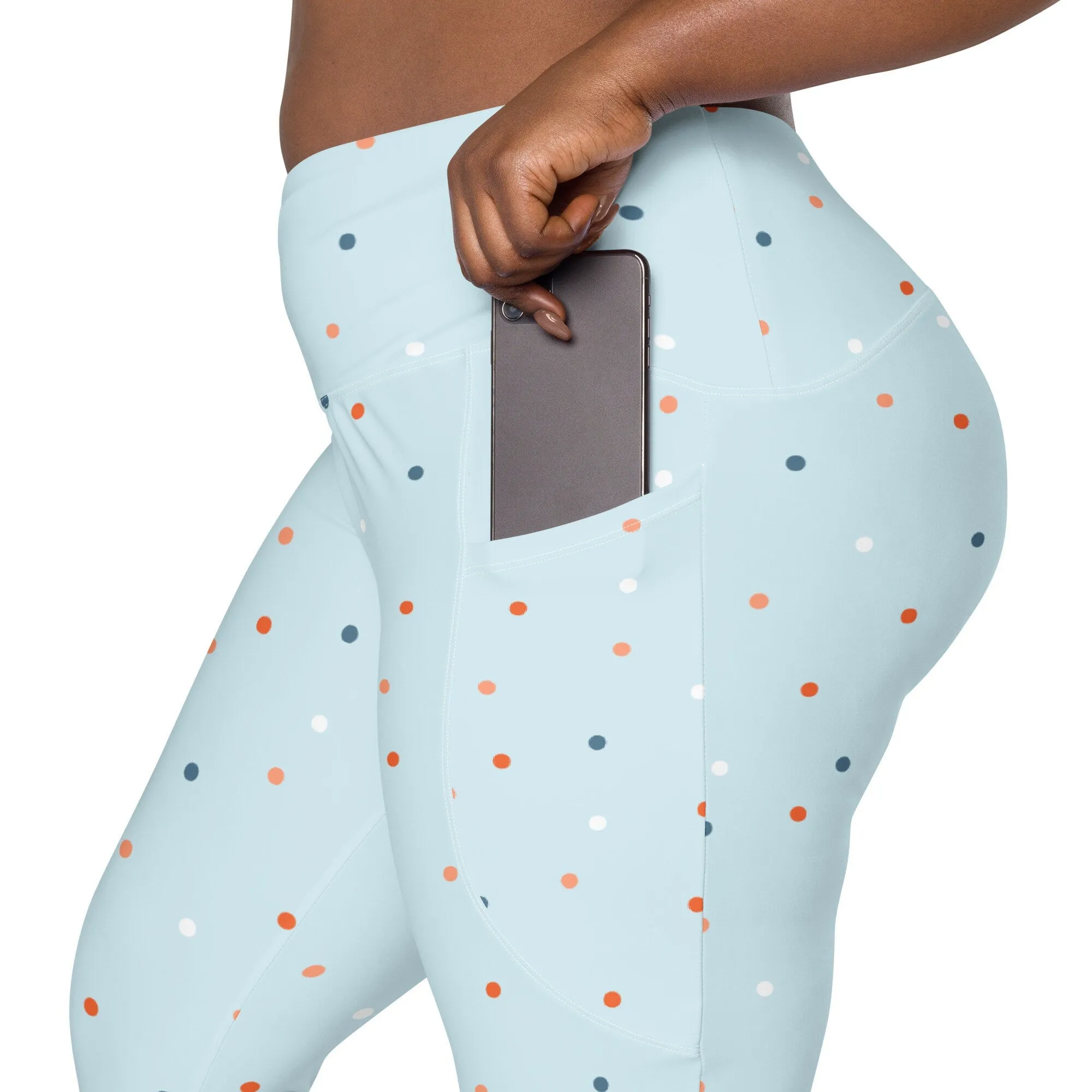 Baby Blue Polka Dot Leggings with pockets