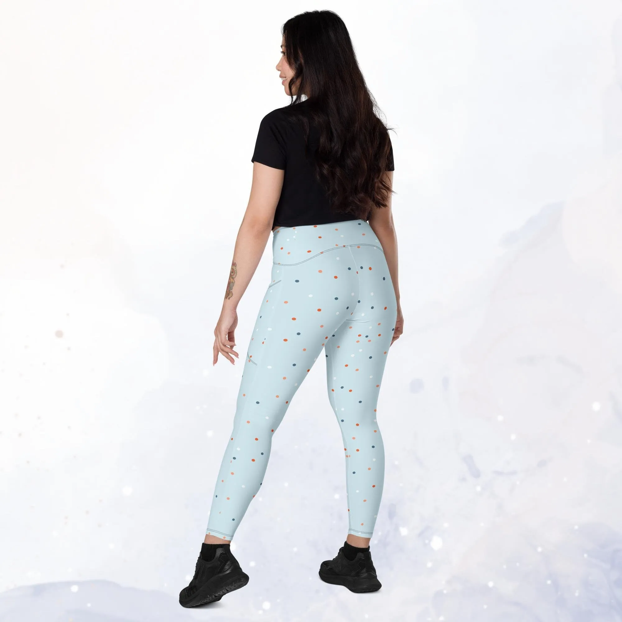 Baby Blue Polka Dot Leggings with pockets