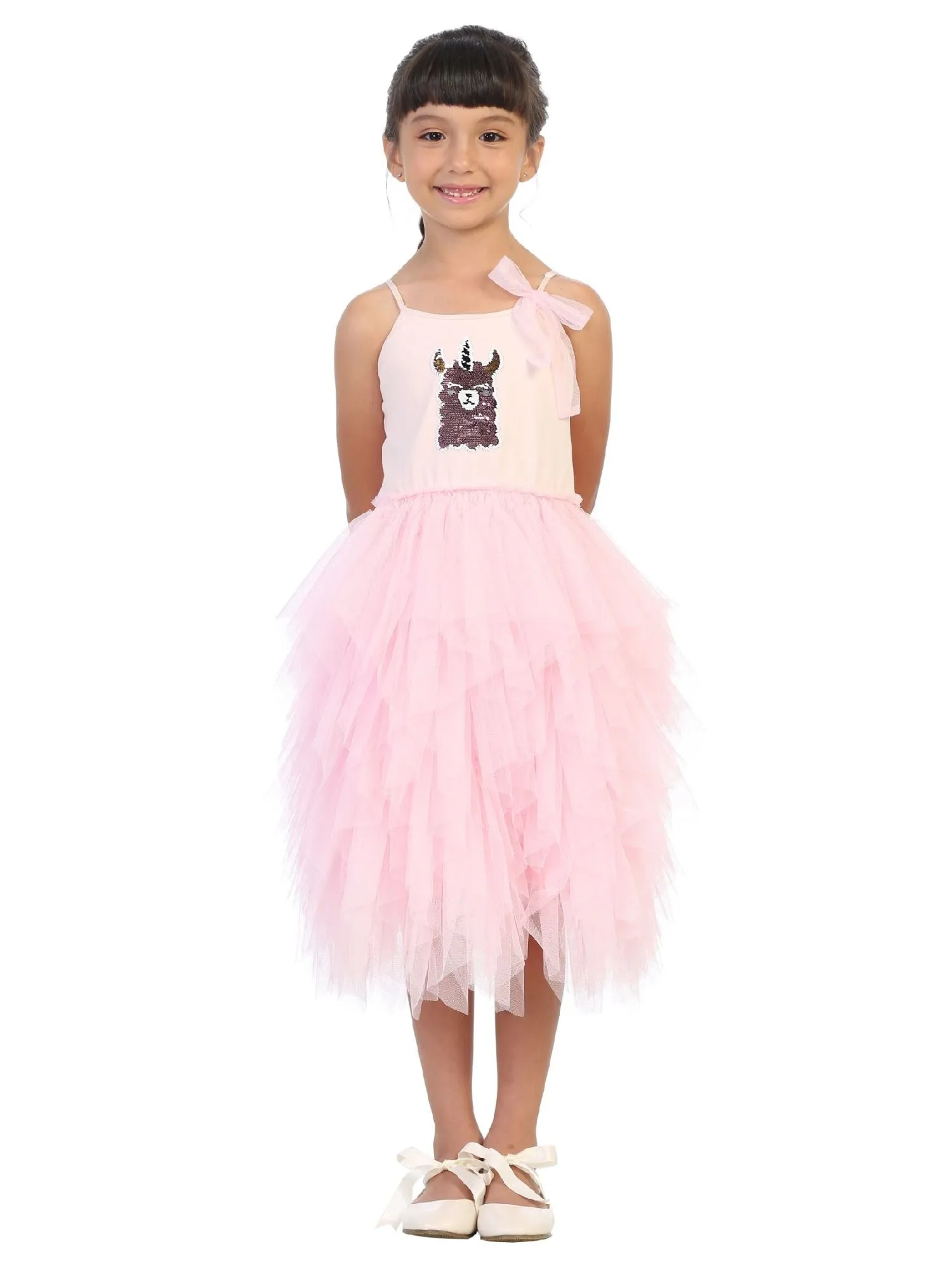 Big Girls Pink Flip Sequin Llama Corn Birthday Tutu Dress 8-12