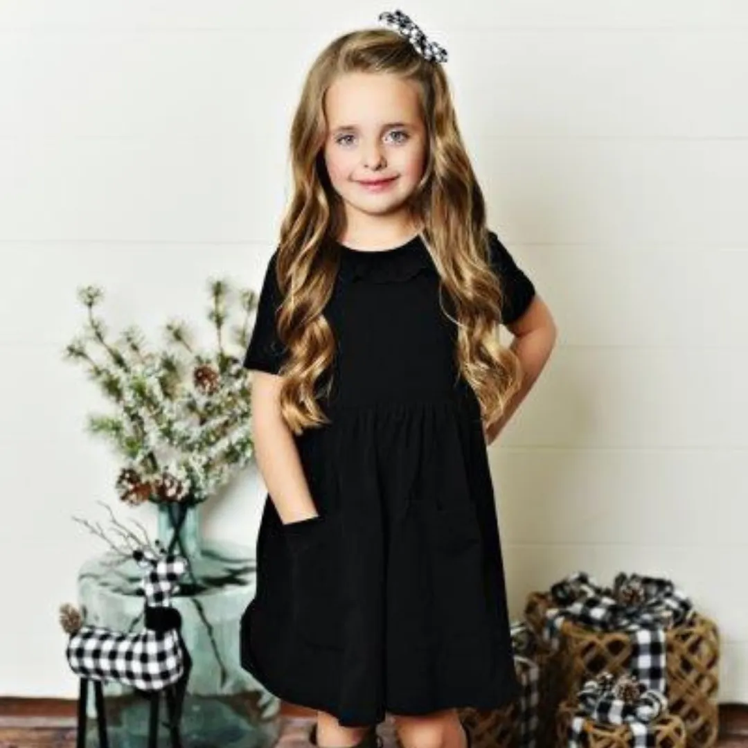 Black Ruffle Twirl Dress