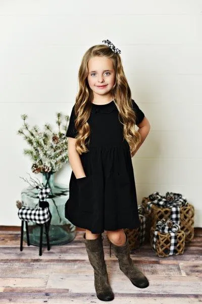 Black Ruffle Twirl Dress