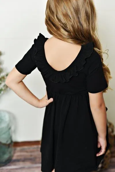 Black Ruffle Twirl Dress