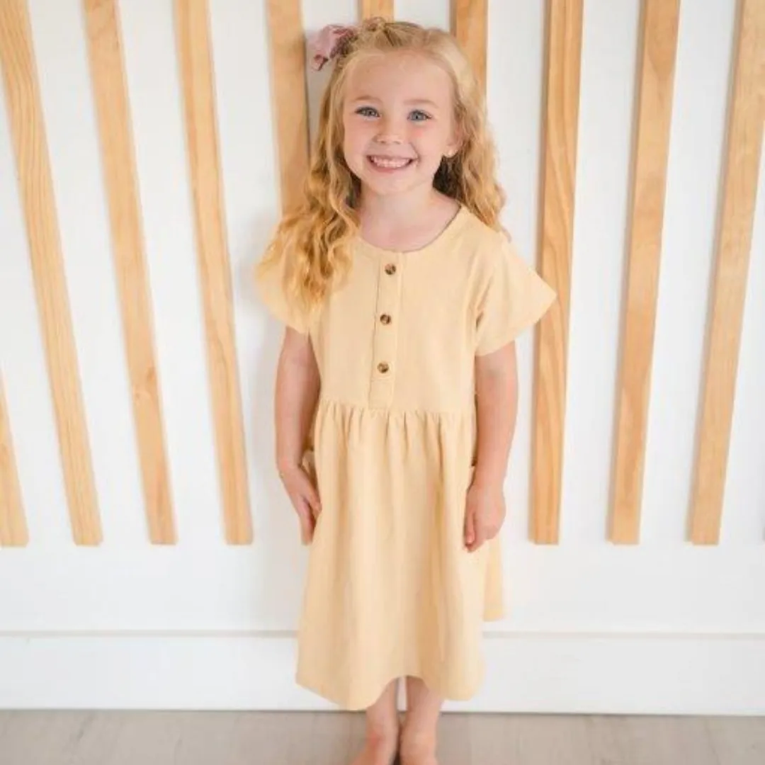 Button Twirl Dress - Linen