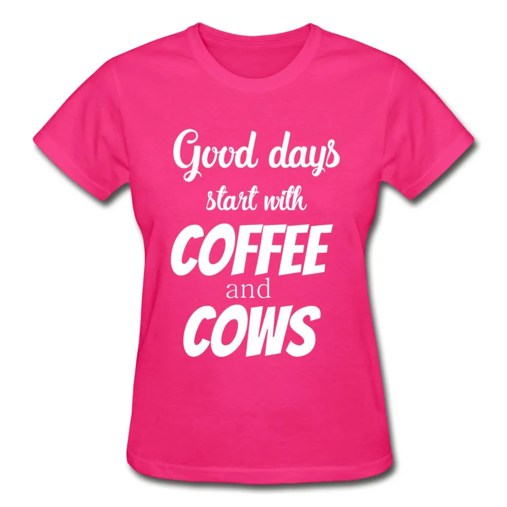 Coffee and cows Gildan Ultra Cotton Ladies T-Shirt