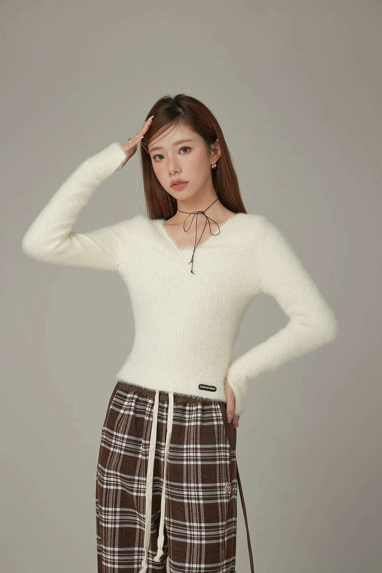 Color Fuzzy Knit Sweater