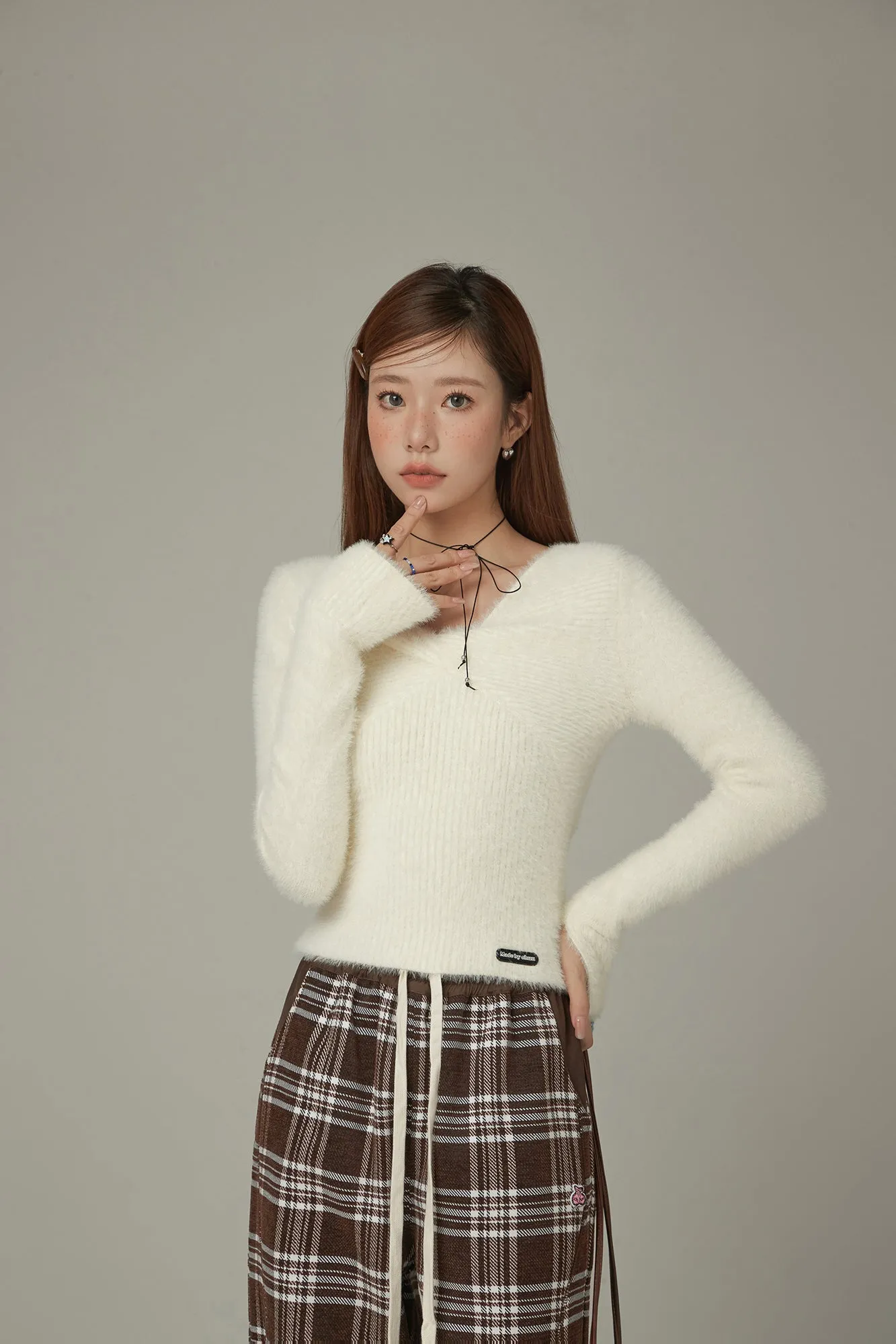 Color Fuzzy Knit Sweater