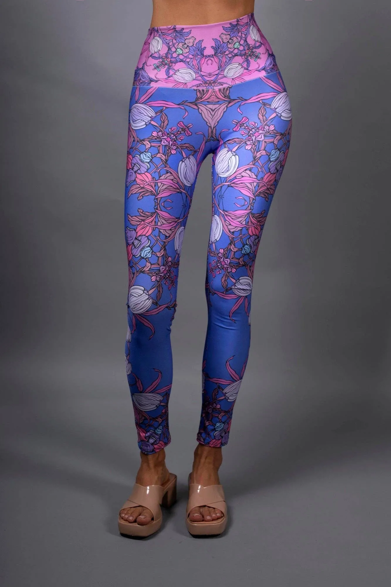 CROCUS PINK FLORAL SATIN LEGGINGS