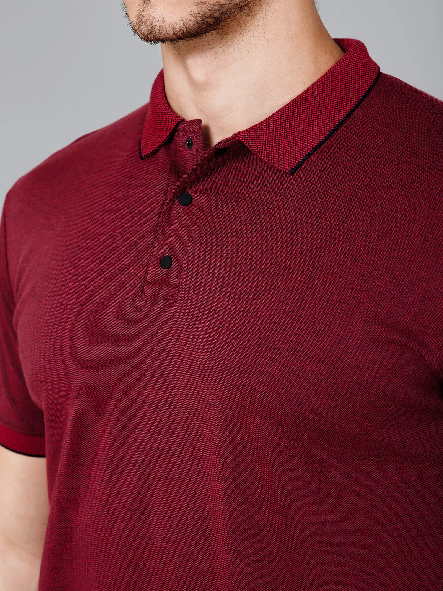 Cross Knit Maroon Polo T-shirt