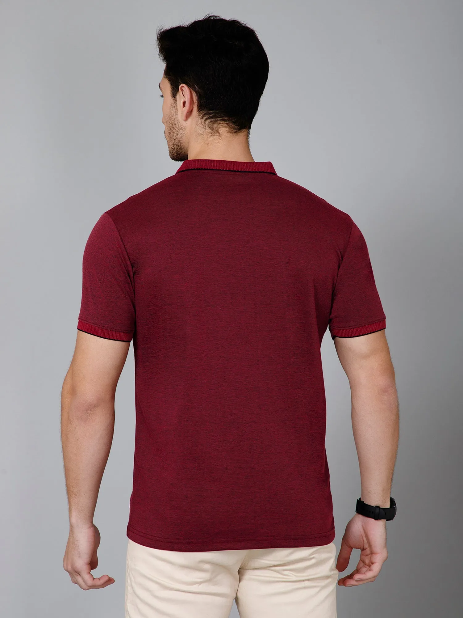 Cross Knit Maroon Polo T-shirt