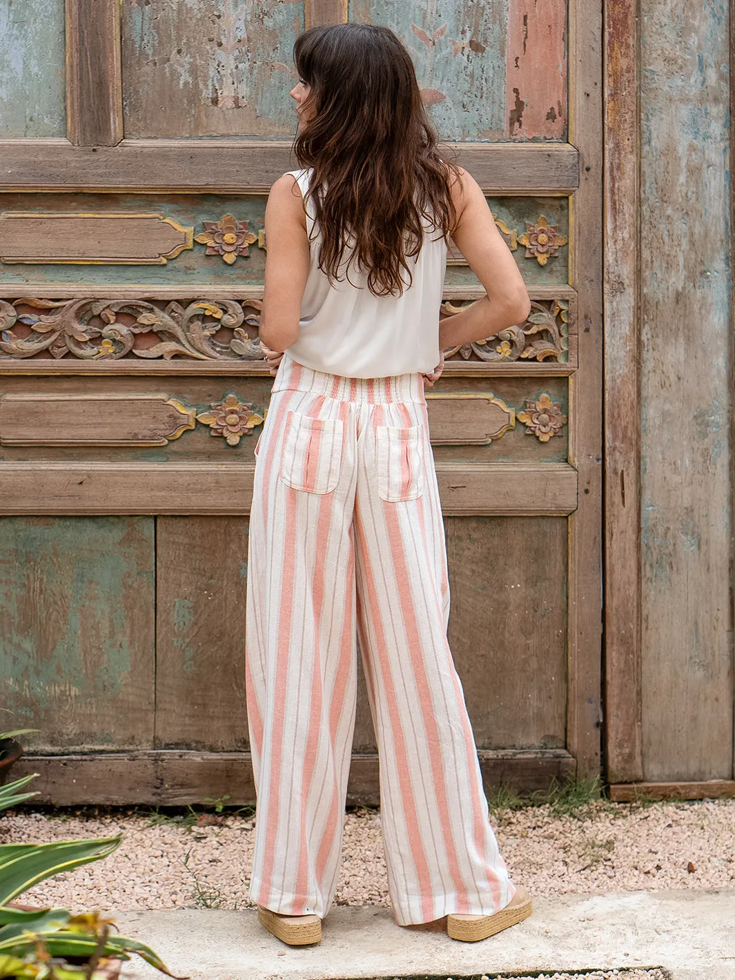 Del Mar Linen Blend Pants Blush