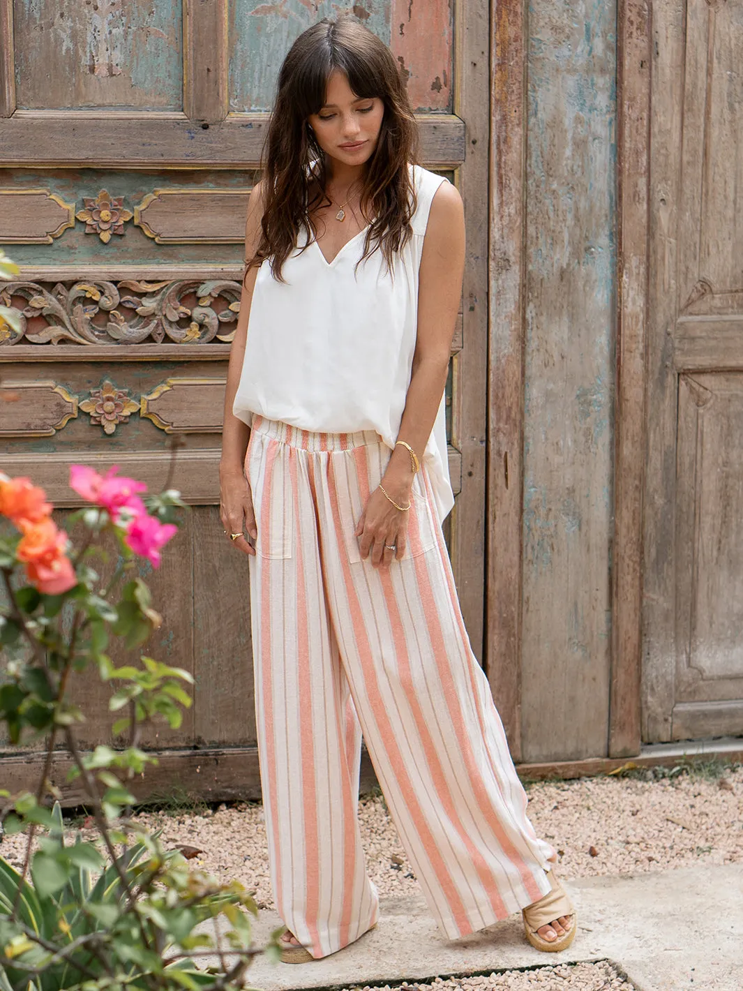 Del Mar Linen Blend Pants Blush