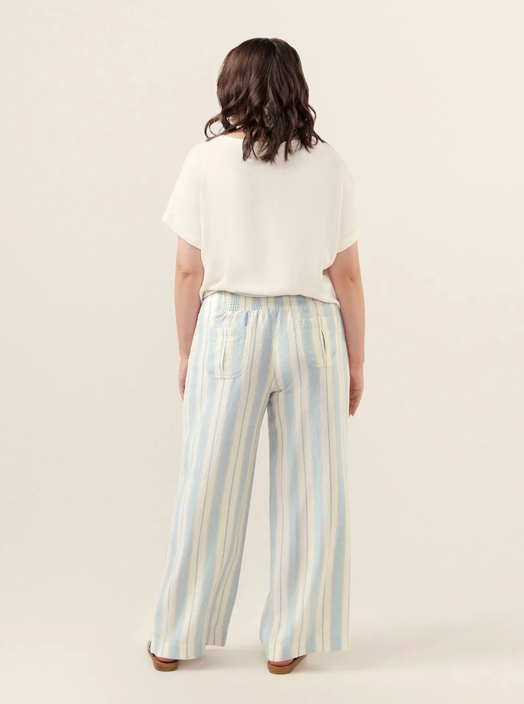 Del Mar Linen Blend Pants Sky Blue