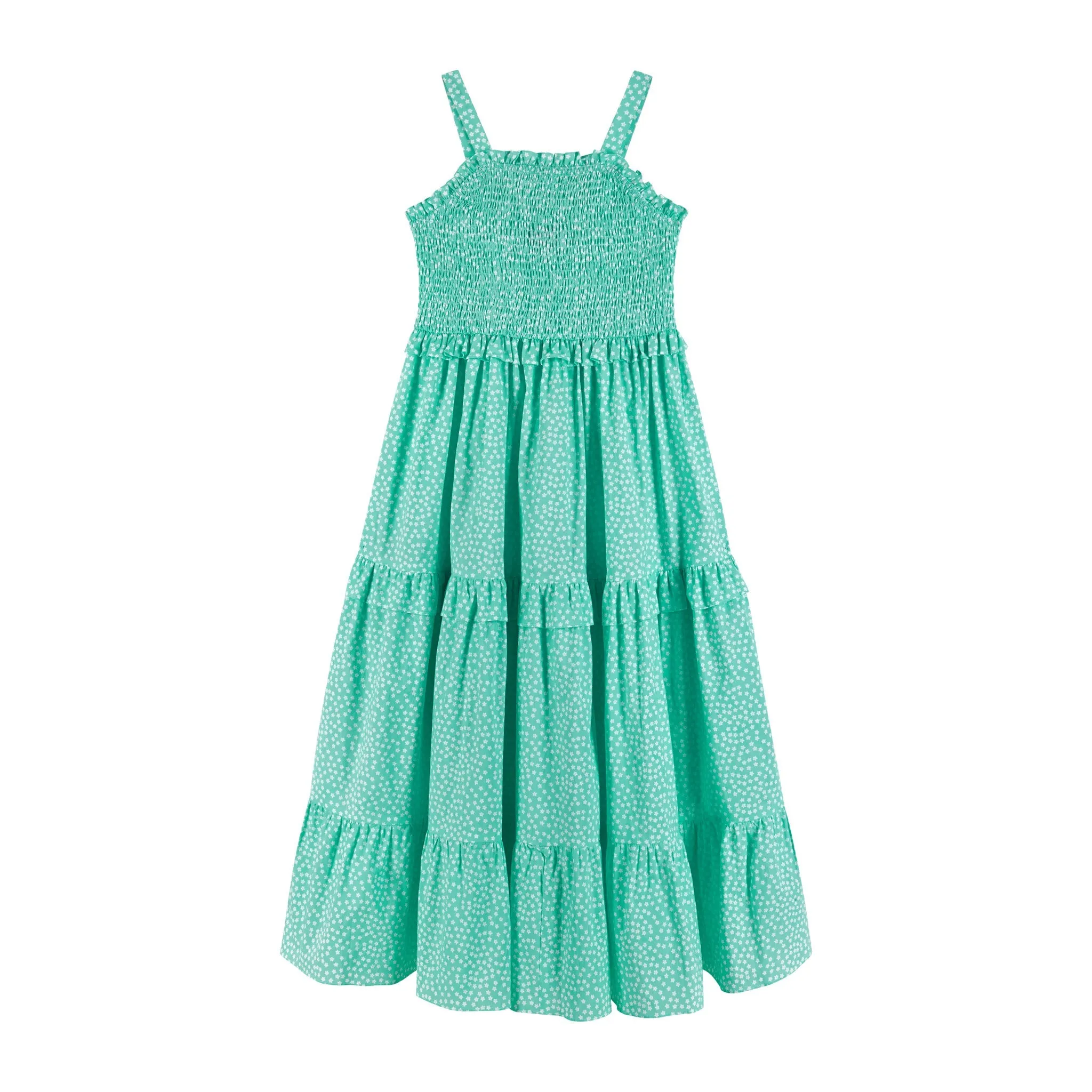 Ditsy Floral Print Poplin Maxi Dress (Size 7-16 Years) | Aqua