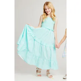 Ditsy Floral Print Poplin Maxi Dress (Size 7-16 Years) | Aqua