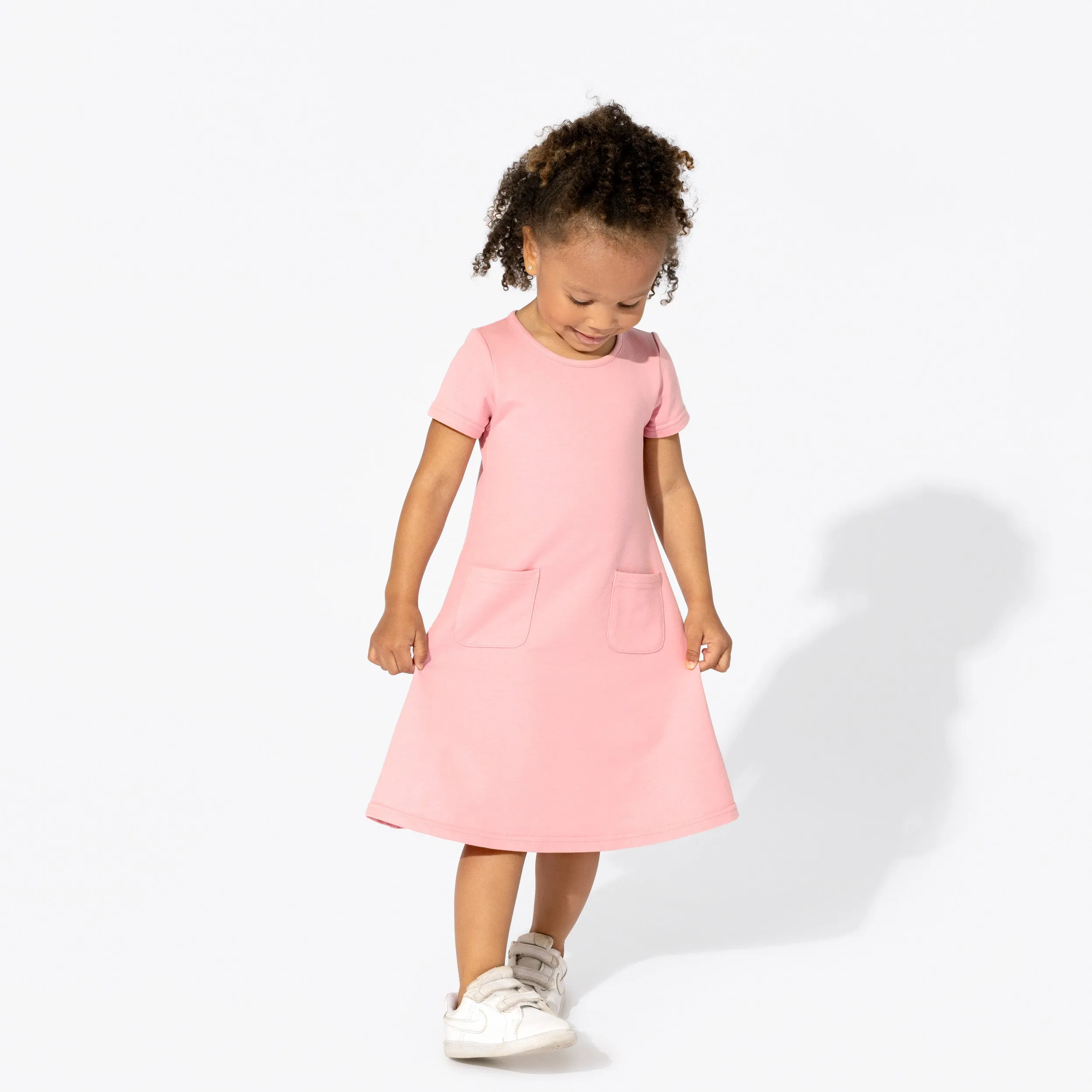 Dusty Rose Bamboo Terry Daywear Girls' Short Sleeve Dress