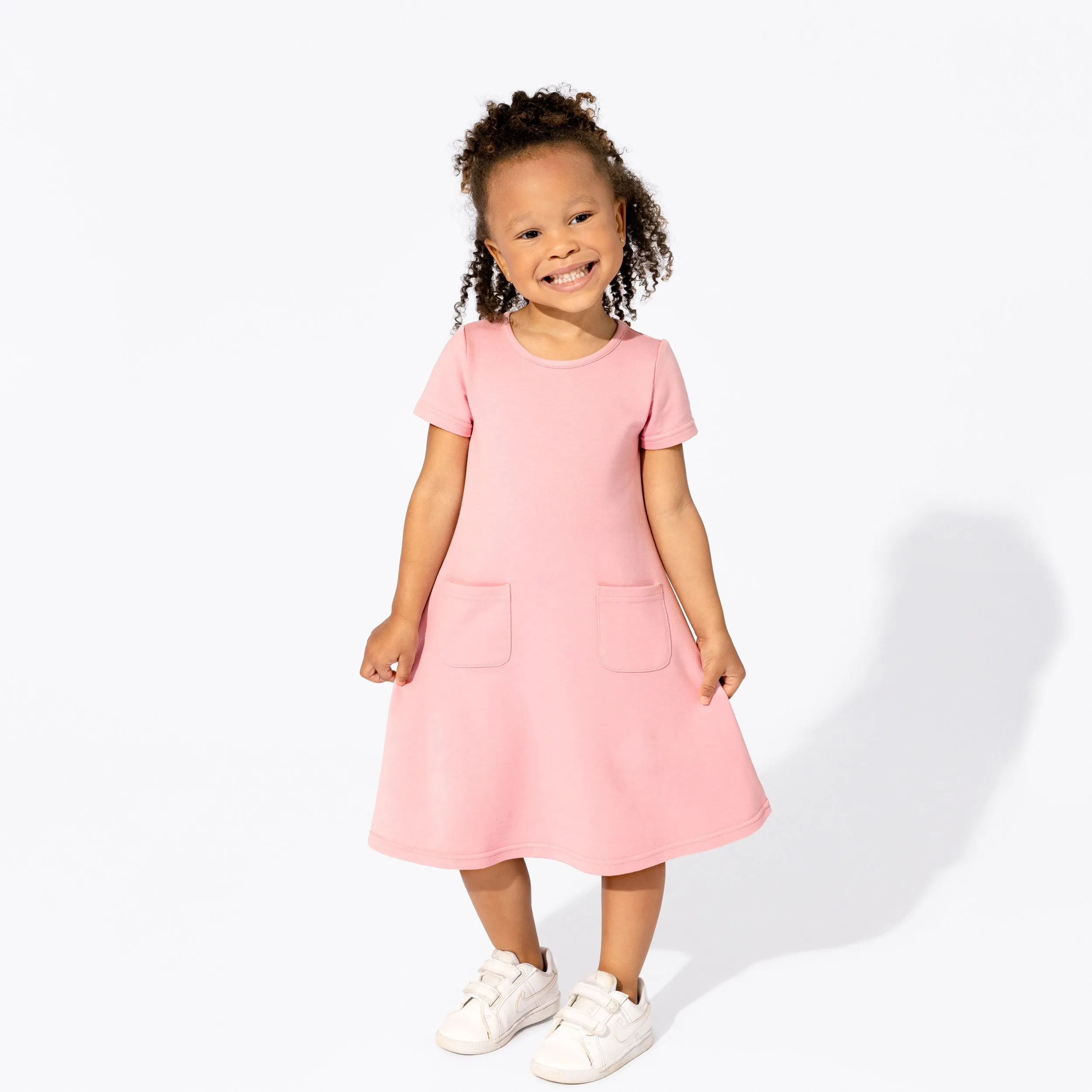 Dusty Rose Bamboo Terry Daywear Girls' Short Sleeve Dress