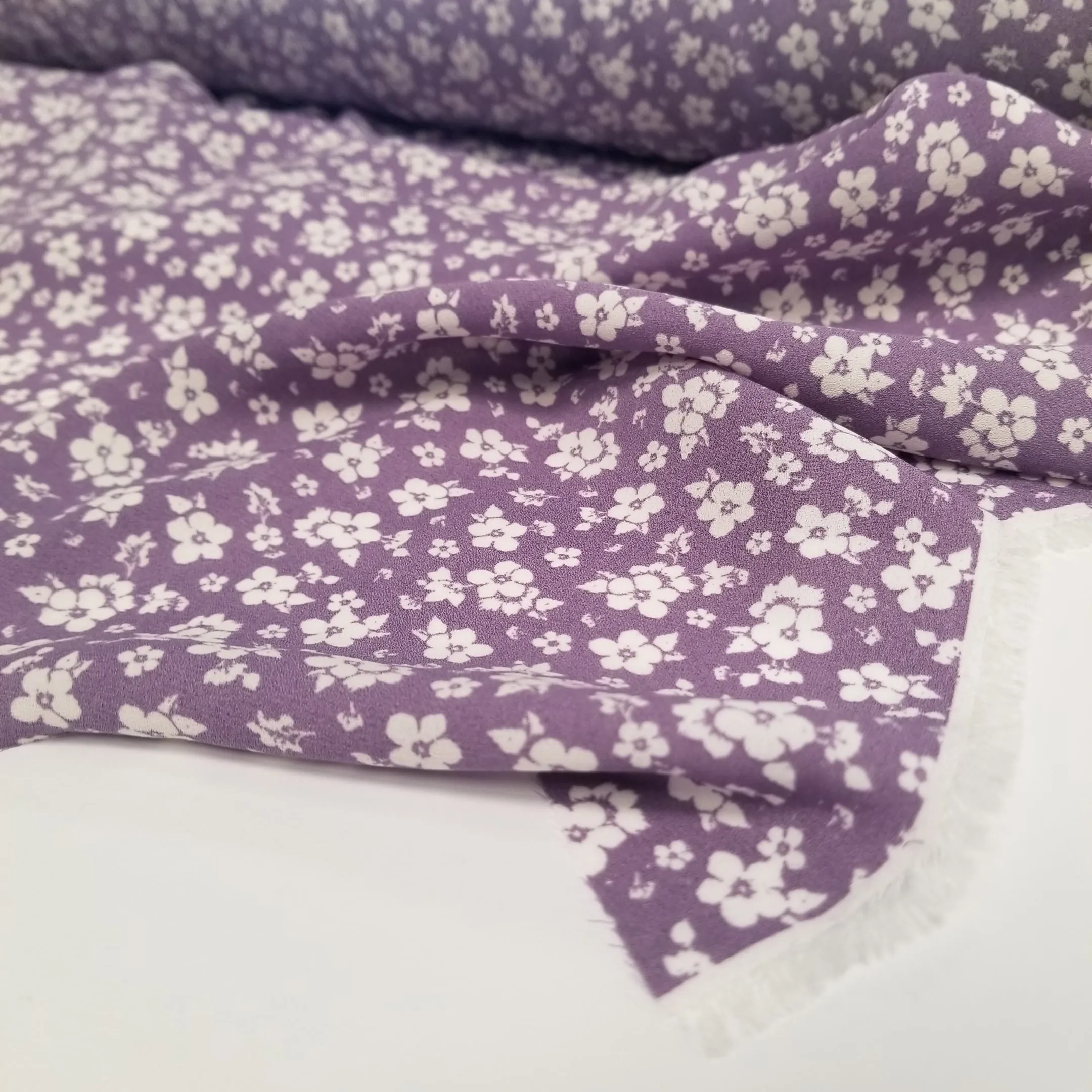 End of BOlt: 2.5 yards of Designer Deadstock Rayon Crepe Floral Purple Woven- remnant