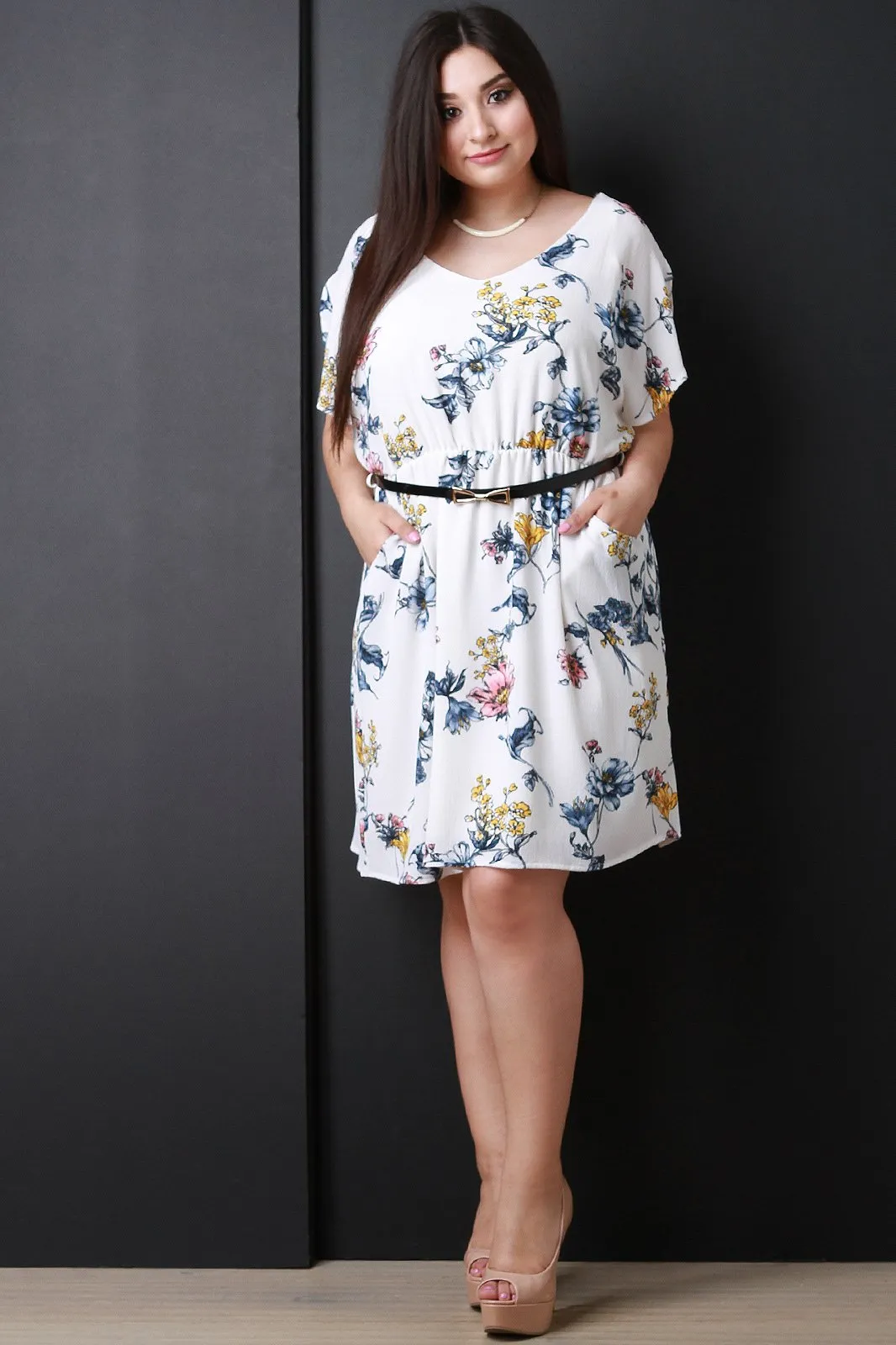 Floral Pocketed Flowy Midi Dress