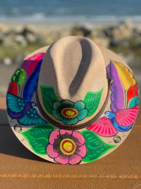 Hand Painted Hat, Painted Straw Hat, Straw Hat, Mexican Hat, Panama Hat, Summer Hat, Beach Hat, Men and Woman Hat, Floral Hat