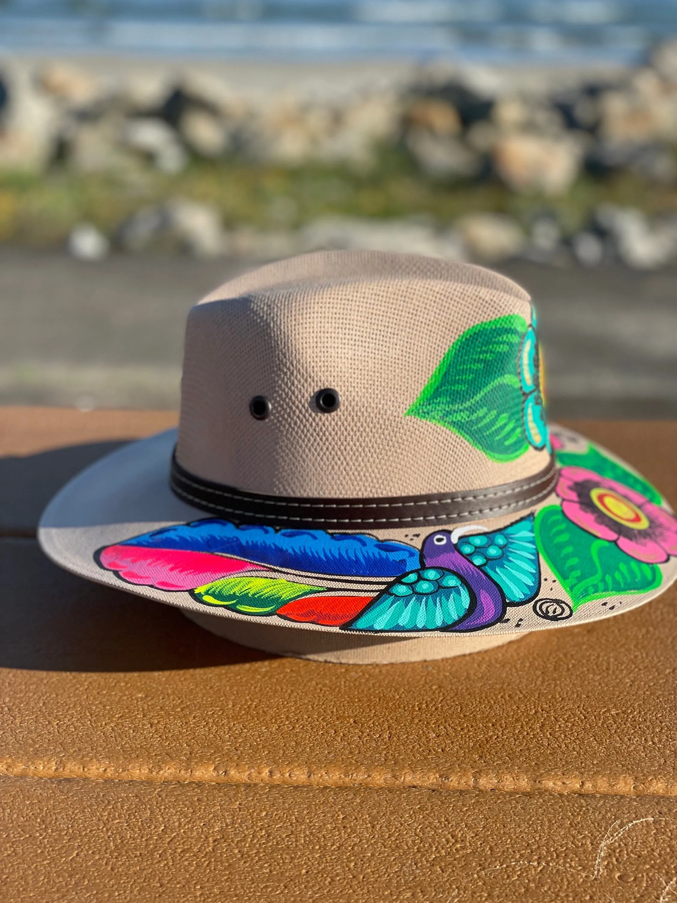 Hand Painted Hat, Painted Straw Hat, Straw Hat, Mexican Hat, Panama Hat, Summer Hat, Beach Hat, Men and Woman Hat, Floral Hat