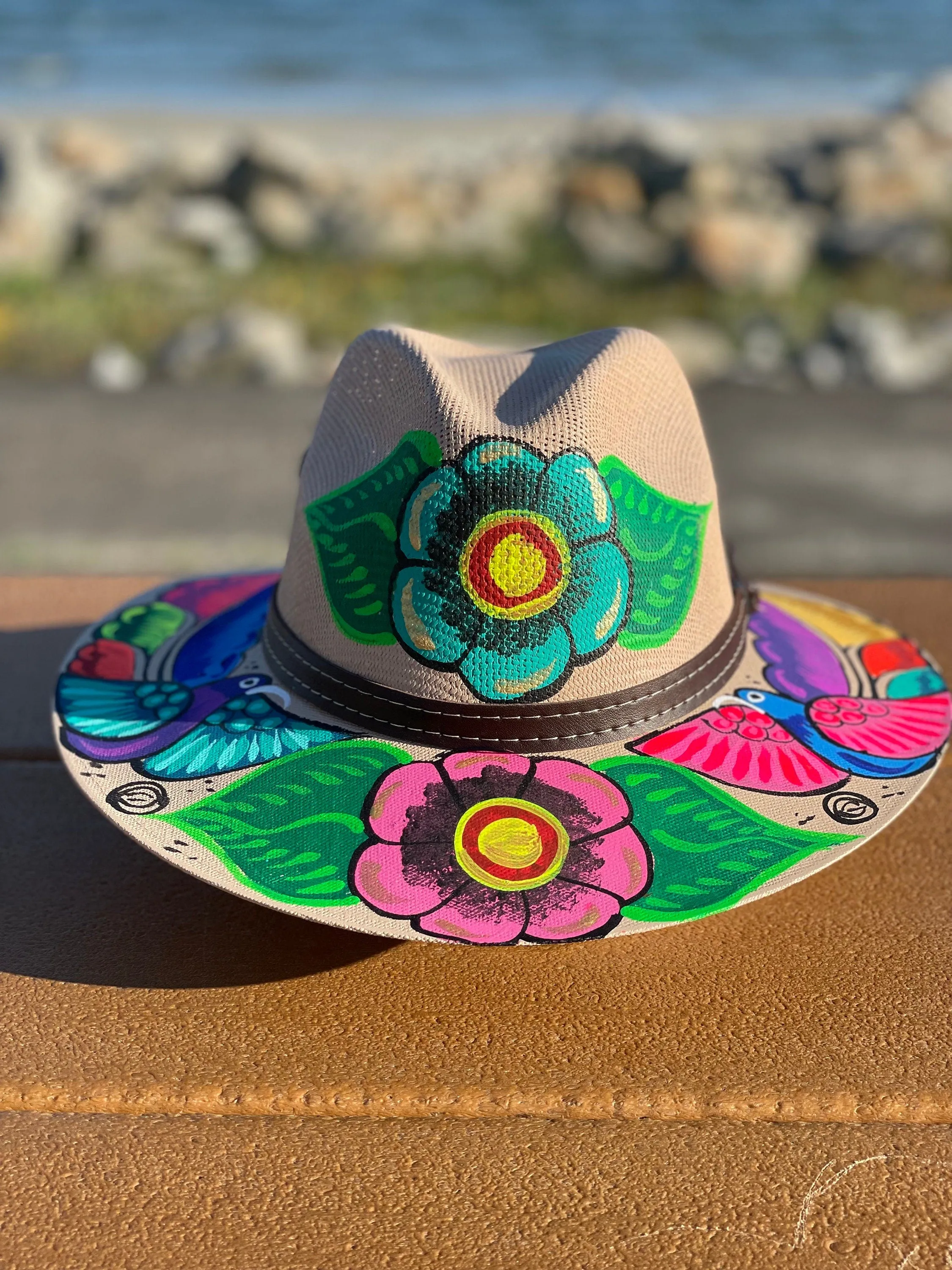 Hand Painted Hat, Painted Straw Hat, Straw Hat, Mexican Hat, Panama Hat, Summer Hat, Beach Hat, Men and Woman Hat, Floral Hat