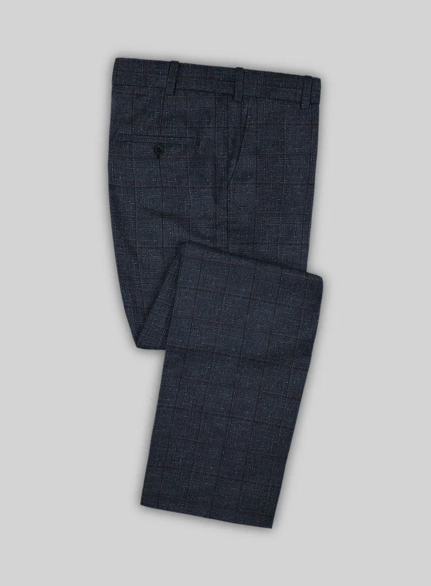 Italian Murano Ili Blue Wool Linen Silk Pants