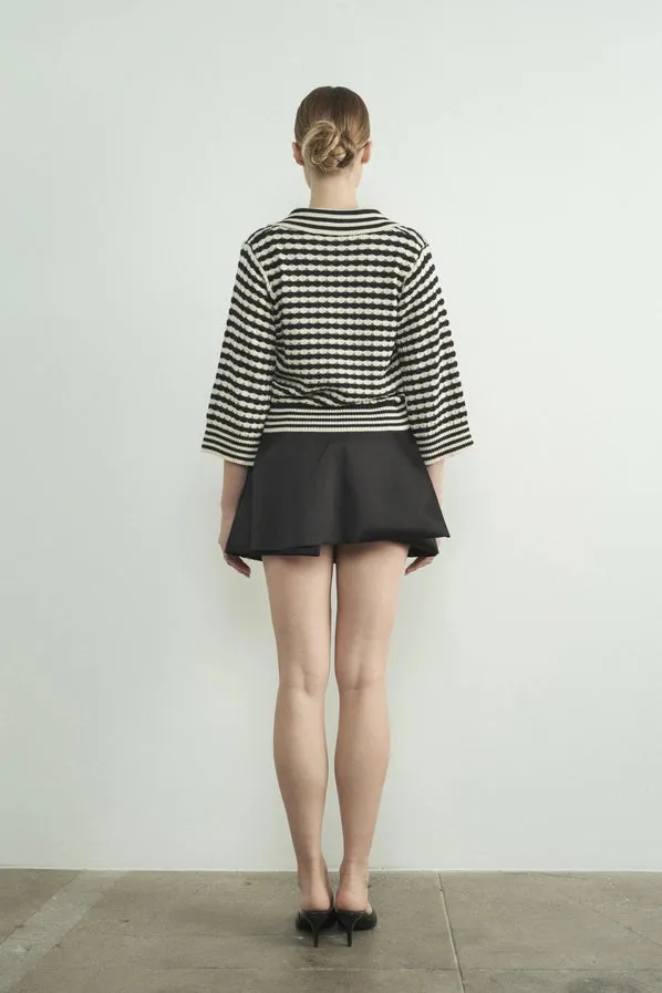 Jacquard Stripe 3/4 Knit Pullover