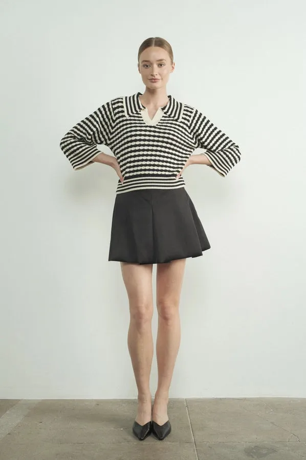 Jacquard Stripe 3/4 Knit Pullover