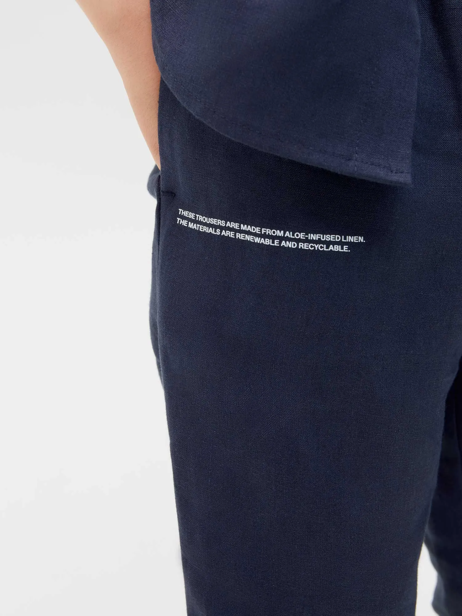 Kids Aloe Linen Pants—navy blue