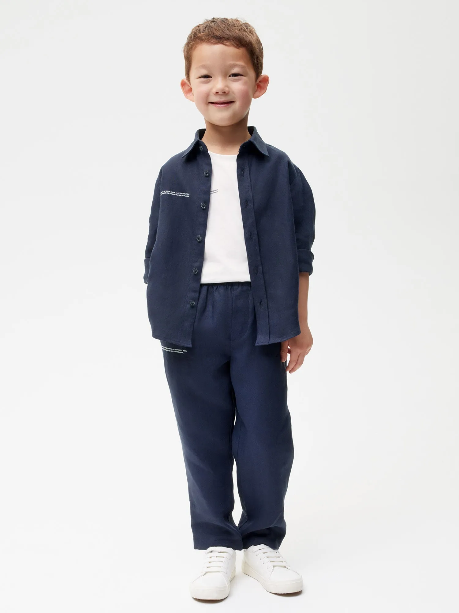 Kids Aloe Linen Pants—navy blue