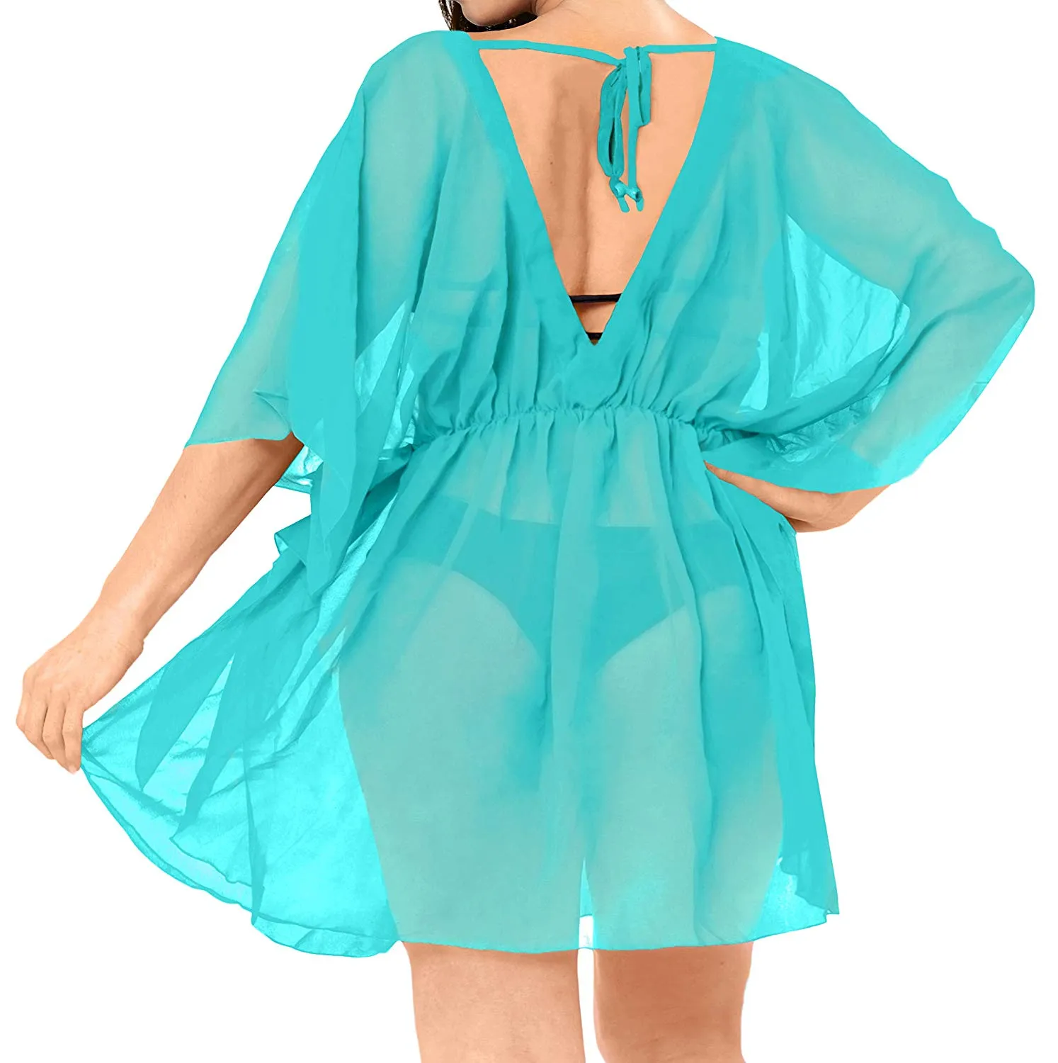 LA LEELA Bikini Swim Beach wear Swimsuit Cover up Women Caftans Dress Embroidery