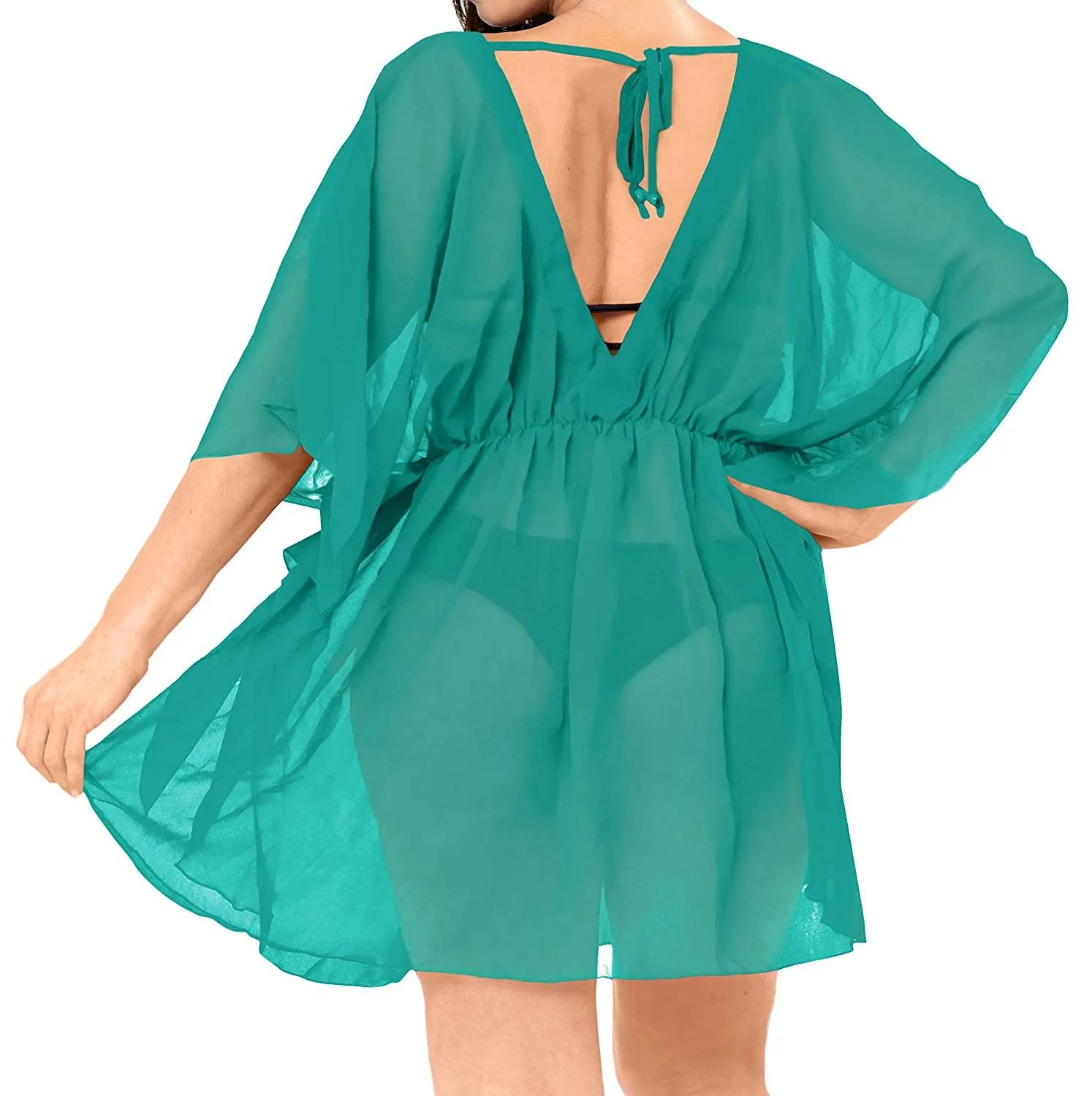 LA LEELA Bikini Swim Beach wear Swimsuit Cover up Women Caftans Dress Embroidery