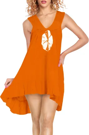 La Leela Casual Beachwear Swimsuit Bikini Swimwear Sleeveless Cover up Blouse Orange