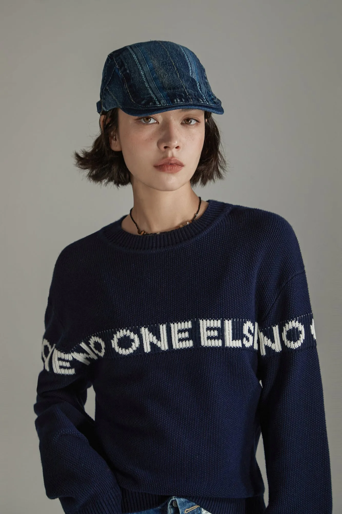 Logo Lettering Basic Knit Sweater