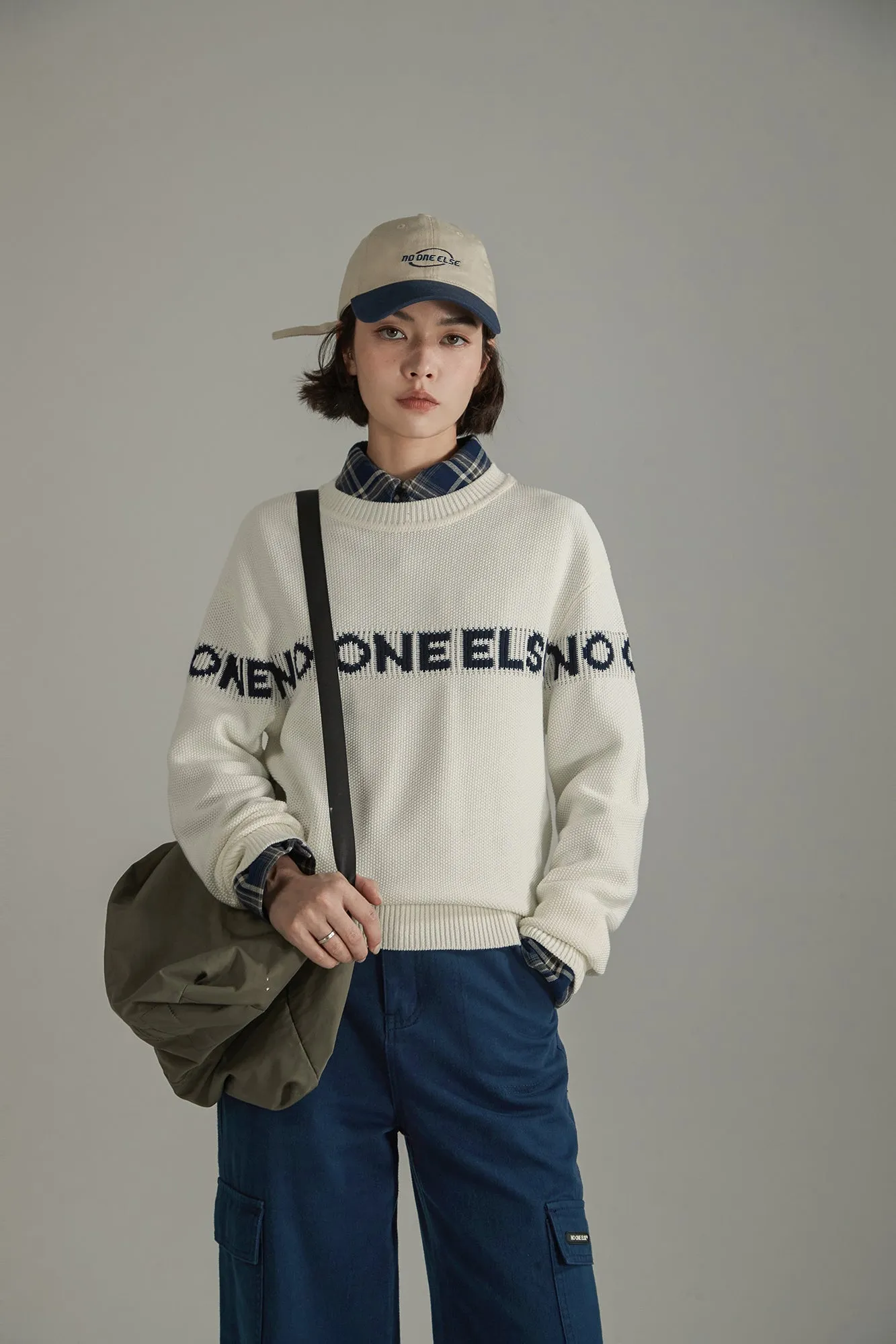 Logo Lettering Basic Knit Sweater