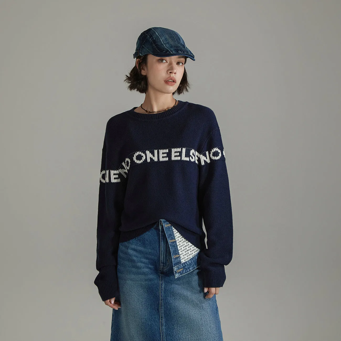 Logo Lettering Basic Knit Sweater