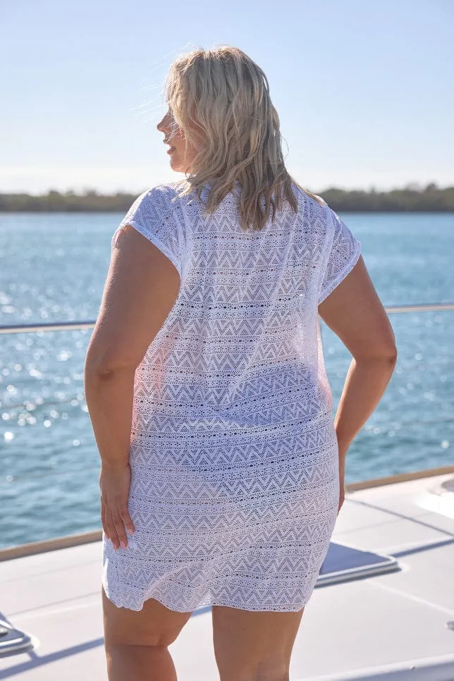 Mesh Beach Cover Up White