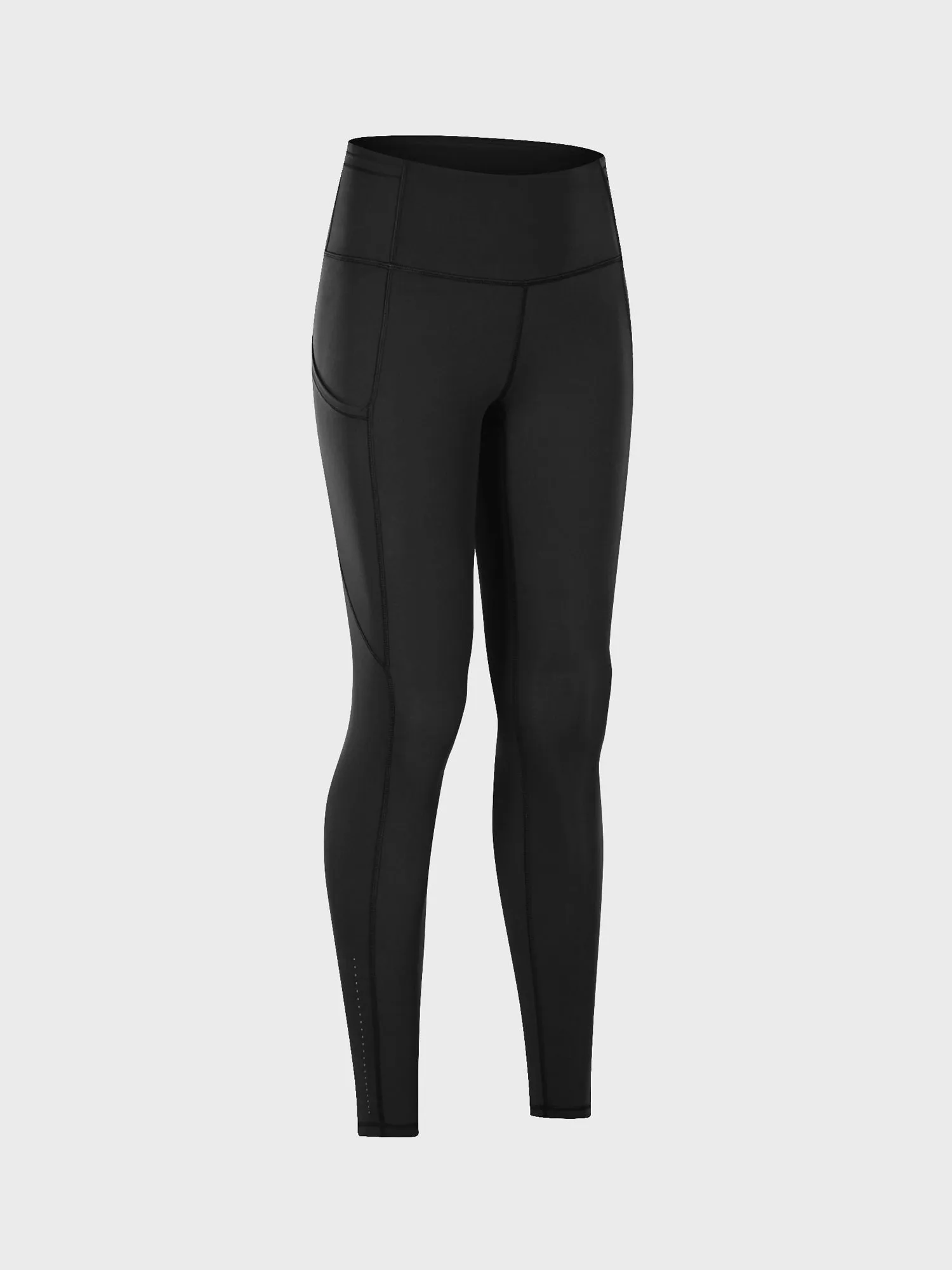 Midsize Stretchy High Waist 9/10 Double Fleece Soft Sports Yoga Leggings with Pockets