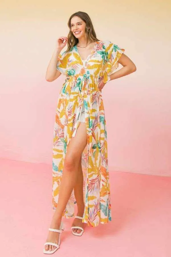 Printed Woven Maxi Cover Up