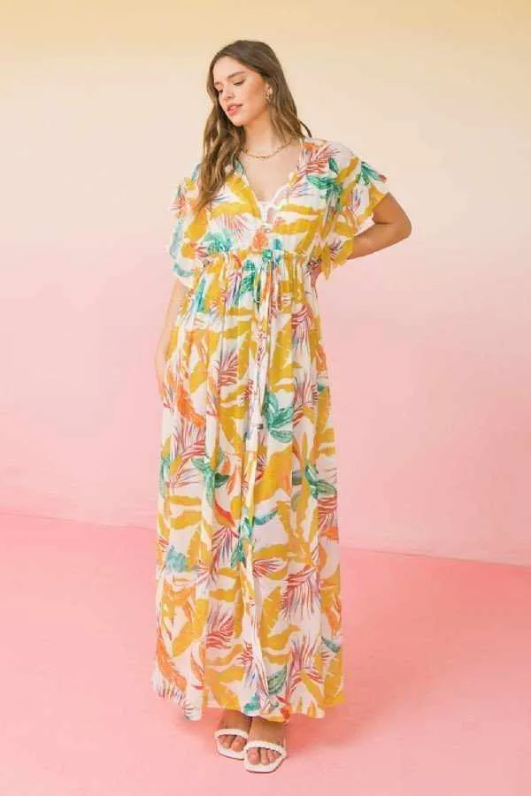 Printed Woven Maxi Cover Up