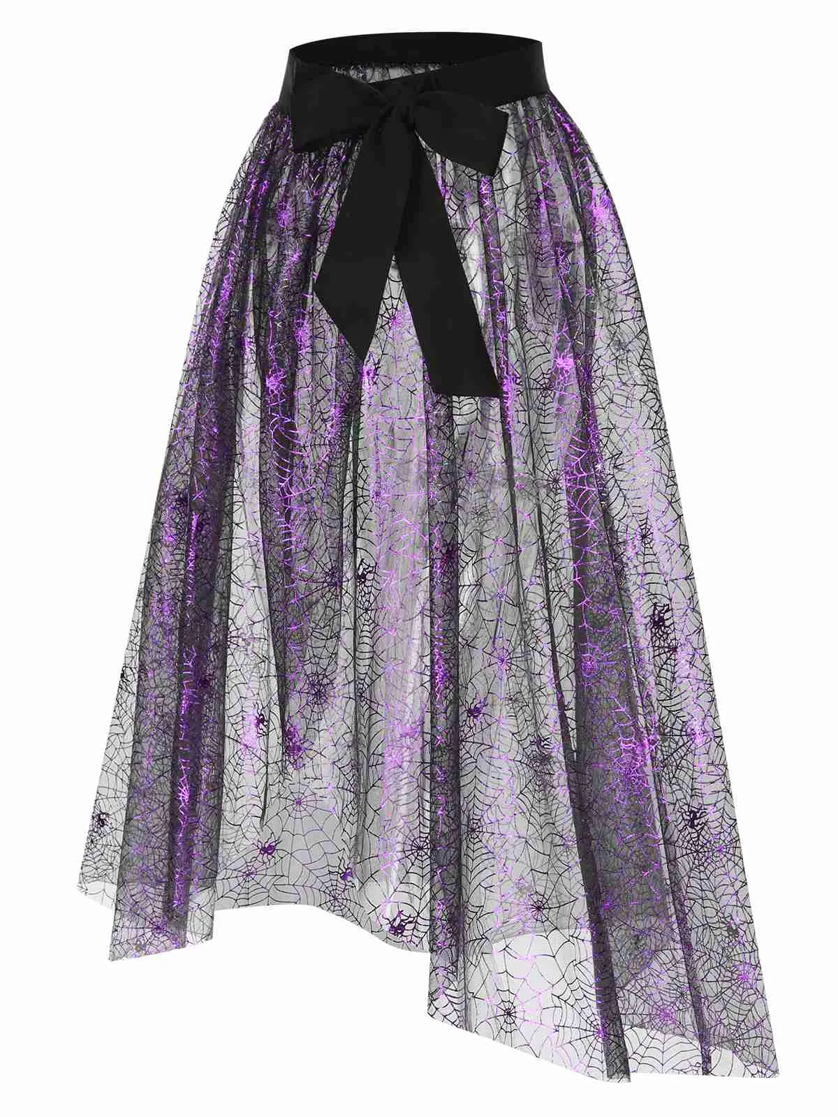 Purple 1950s Spiderweb Mesh Skirted Cover-Up