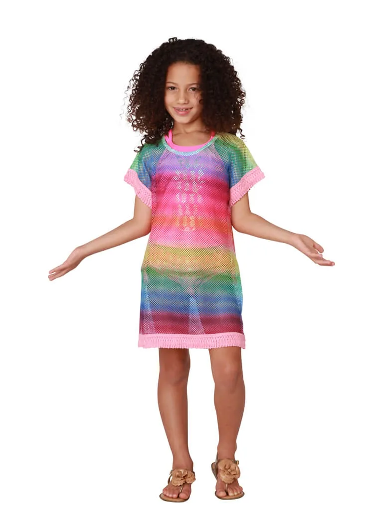 Rainbow mesh cover up for Girls