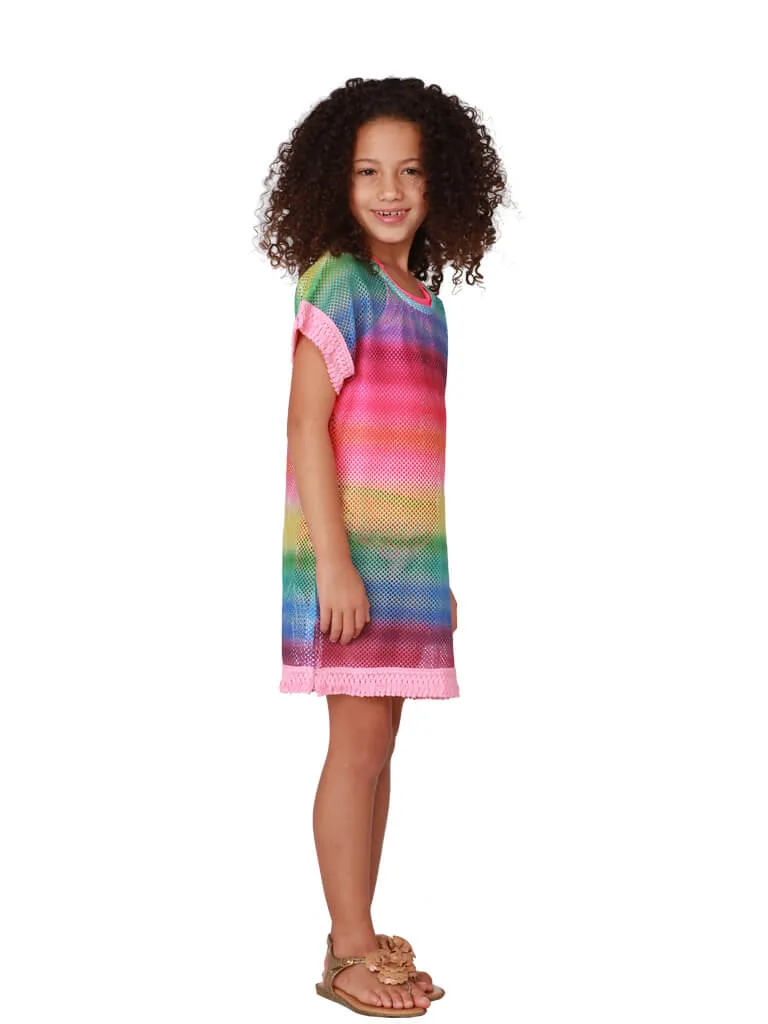 Rainbow mesh cover up for Girls