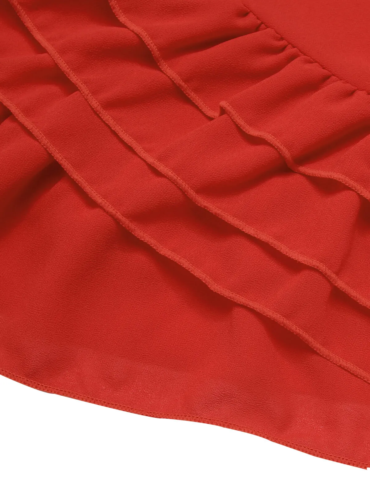 Red 1960s Solid Chiffon Skirt Cover-Up