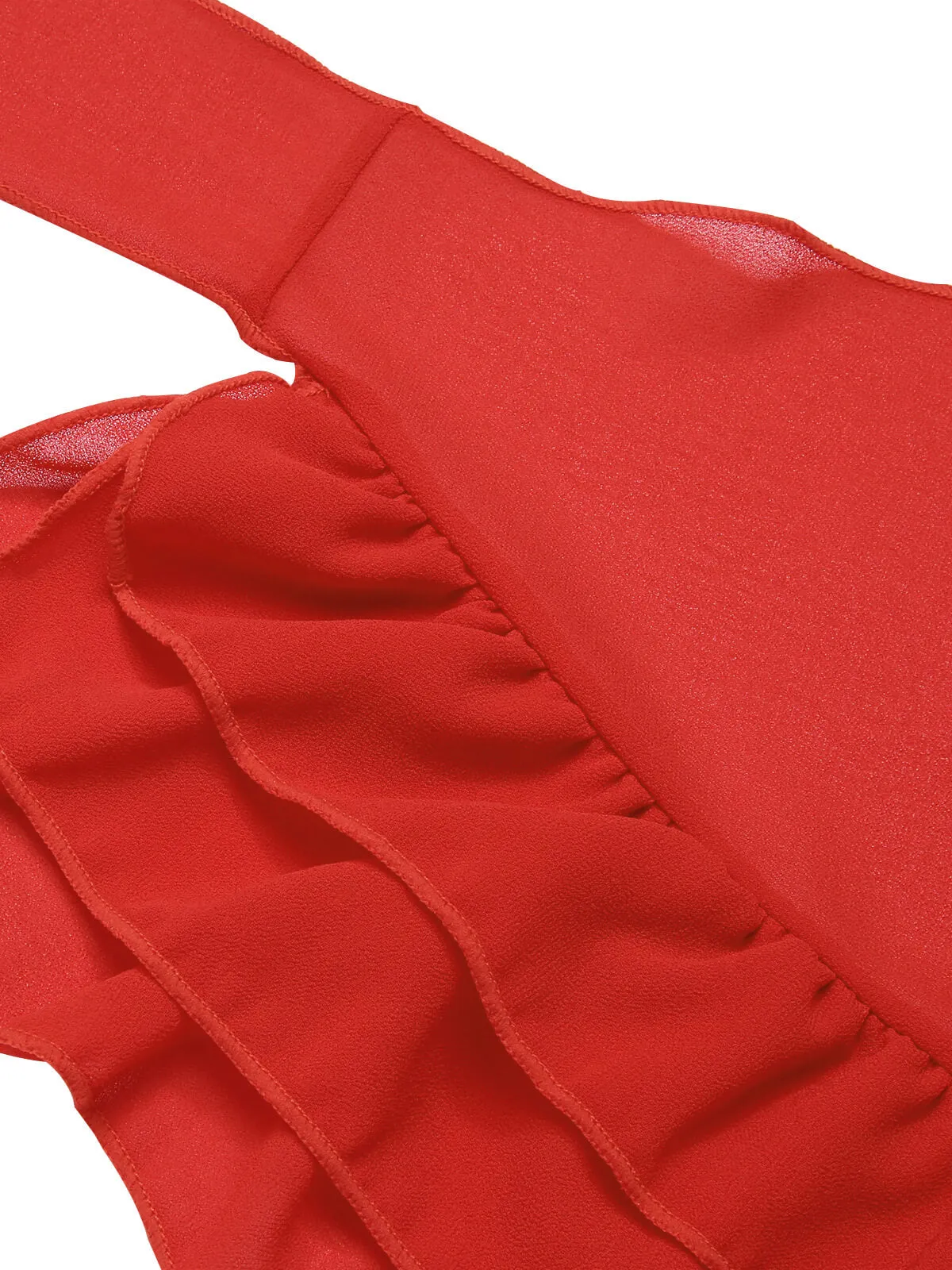 Red 1960s Solid Chiffon Skirt Cover-Up