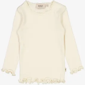 Rib T-Shirt Lace LS | Baby - eggshell